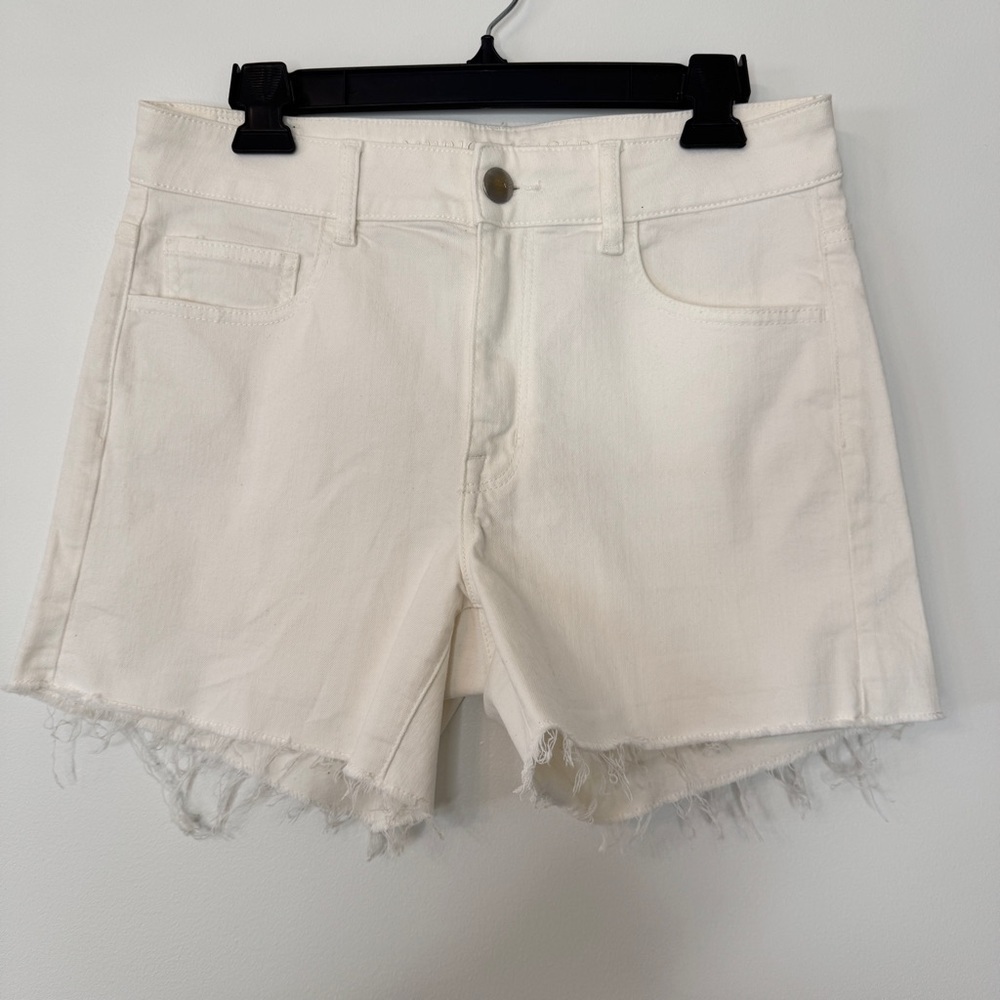 American Eagle Ne(x)t Level Stretch Hi Rise Shortie Denim Jean Shorts White 10